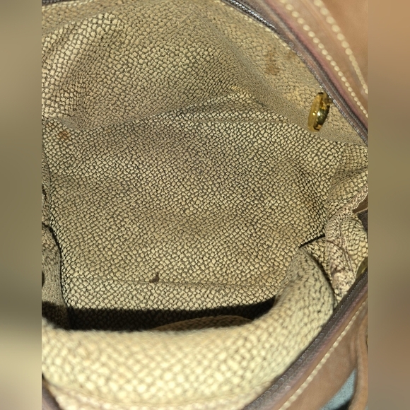 Cute Vintage Borbonese Cream and Tan Women's Handbag - Picture 4 of 6